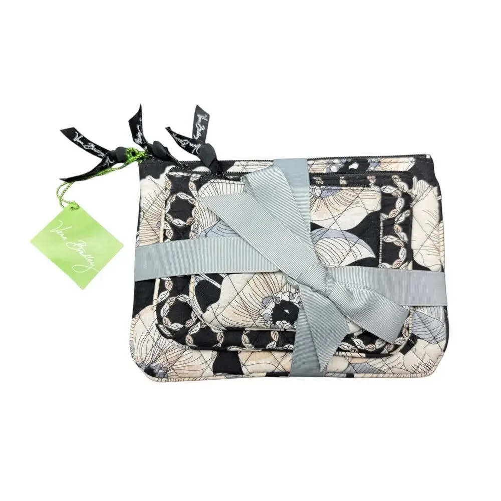 NWT Vera Bradley Cosmetic Trio 3-pc Travel Gift Set Soft Makeup Zip Cases